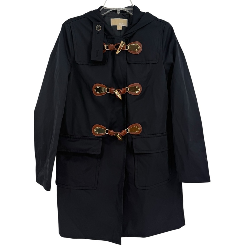 MICHAEL Michael Kors Toggle softshell Coat Navy Blue Cotton-Blend Size Medium